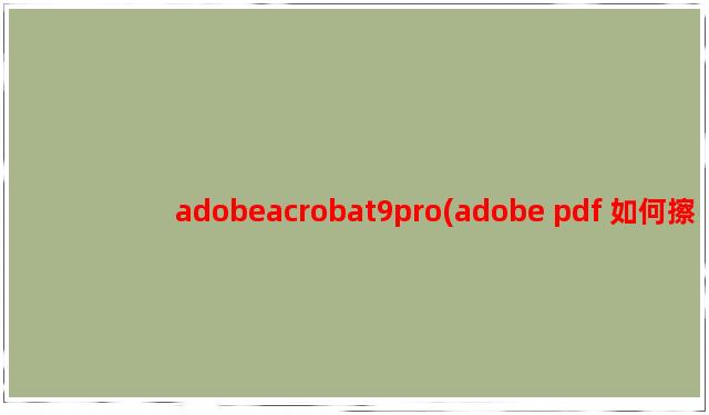 adobeacrobat9pro(adobe pdf 如何擦除内容)